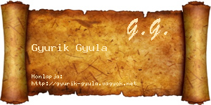 Gyurik Gyula névjegykártya